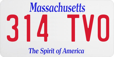 MA license plate 314TV0