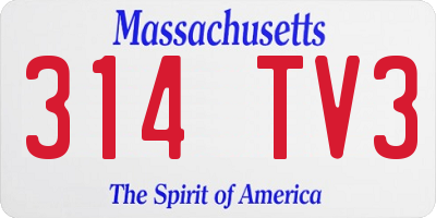 MA license plate 314TV3