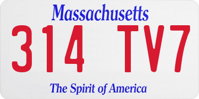 MA license plate 314TV7