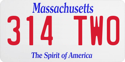 MA license plate 314TW0
