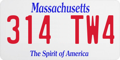 MA license plate 314TW4