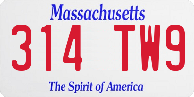 MA license plate 314TW9