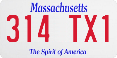MA license plate 314TX1