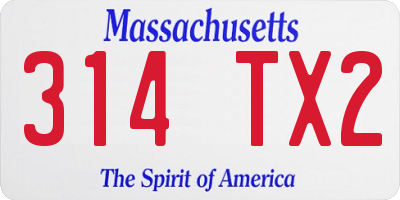 MA license plate 314TX2