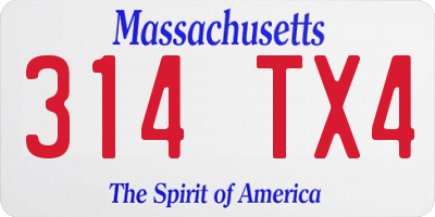 MA license plate 314TX4
