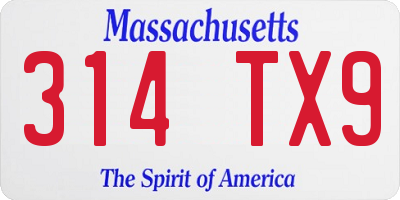 MA license plate 314TX9