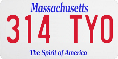 MA license plate 314TY0