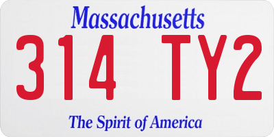 MA license plate 314TY2
