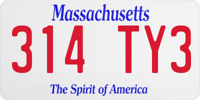 MA license plate 314TY3