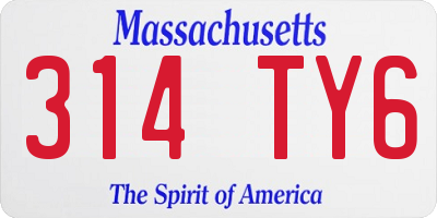 MA license plate 314TY6