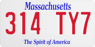 MA license plate 314TY7