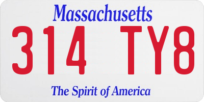 MA license plate 314TY8