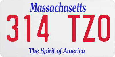 MA license plate 314TZ0
