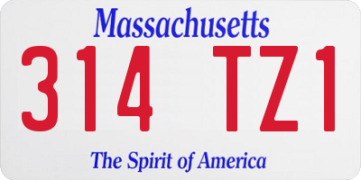 MA license plate 314TZ1