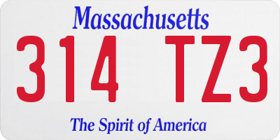 MA license plate 314TZ3