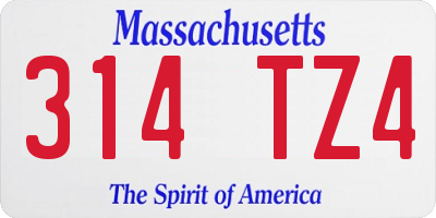 MA license plate 314TZ4