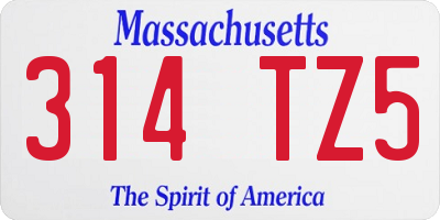 MA license plate 314TZ5