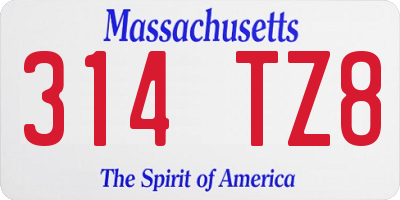 MA license plate 314TZ8