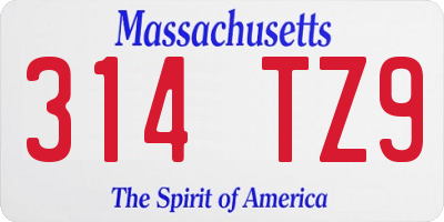 MA license plate 314TZ9
