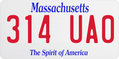 MA license plate 314UA0