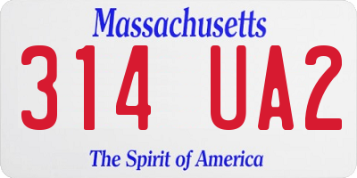 MA license plate 314UA2