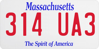 MA license plate 314UA3