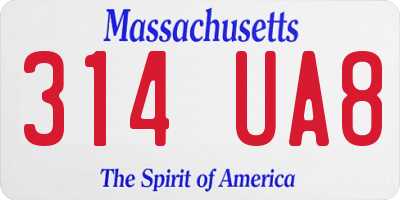 MA license plate 314UA8
