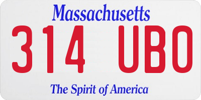 MA license plate 314UB0