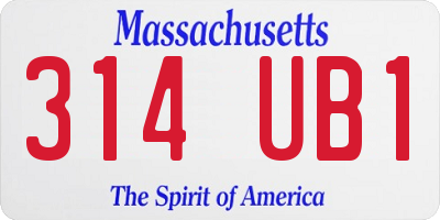 MA license plate 314UB1
