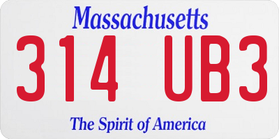 MA license plate 314UB3