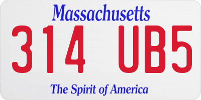 MA license plate 314UB5