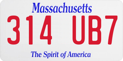 MA license plate 314UB7