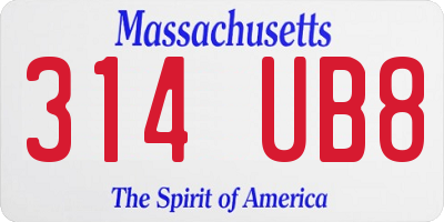 MA license plate 314UB8