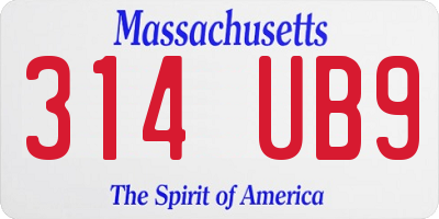 MA license plate 314UB9