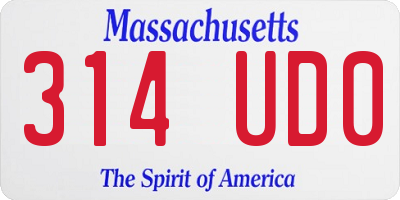 MA license plate 314UD0