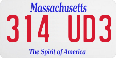 MA license plate 314UD3