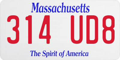 MA license plate 314UD8
