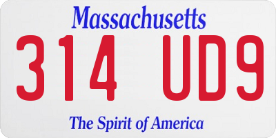 MA license plate 314UD9