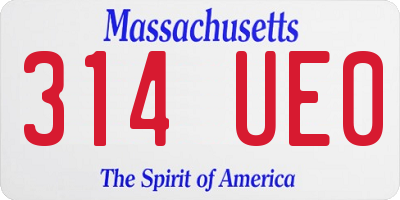 MA license plate 314UE0