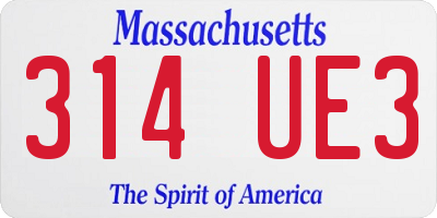 MA license plate 314UE3