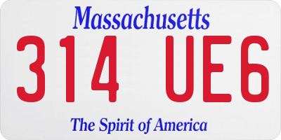 MA license plate 314UE6