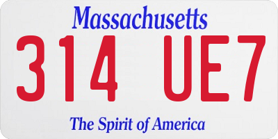 MA license plate 314UE7