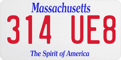 MA license plate 314UE8