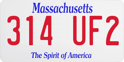 MA license plate 314UF2