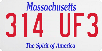 MA license plate 314UF3