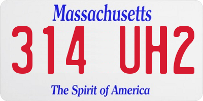 MA license plate 314UH2