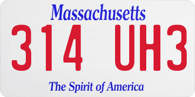 MA license plate 314UH3