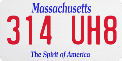 MA license plate 314UH8