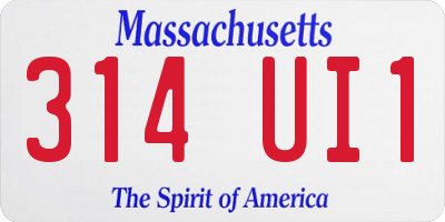 MA license plate 314UI1