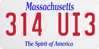 MA license plate 314UI3